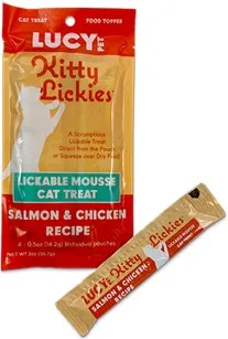 17pc 2oz Lucy Pet Kitty Lickies Mousse Cat Treat Salmon & Chicken Display - Treats